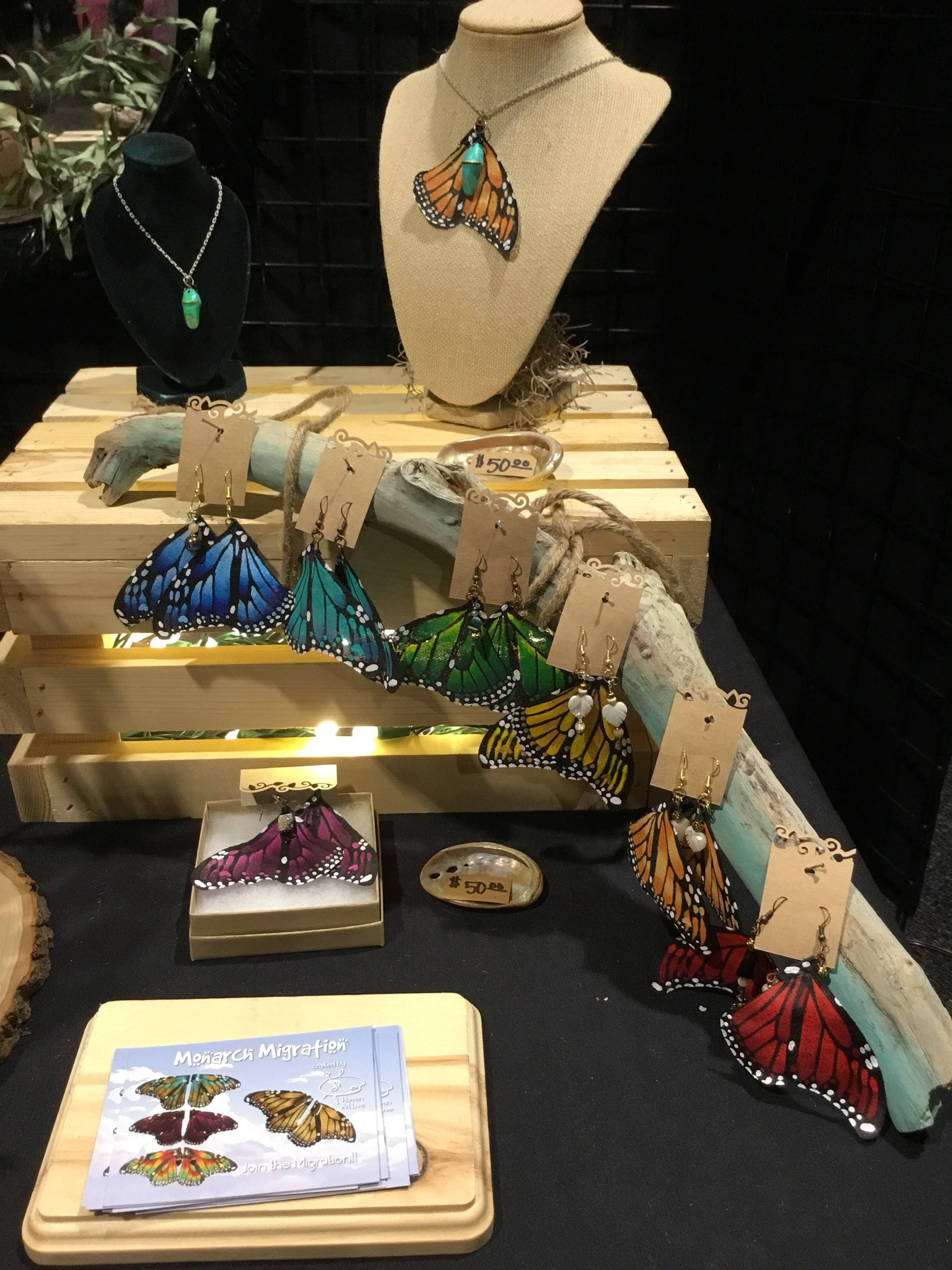 Hand Painted & Crafted Monarch Butterfly Earrings - "the Turquoise"