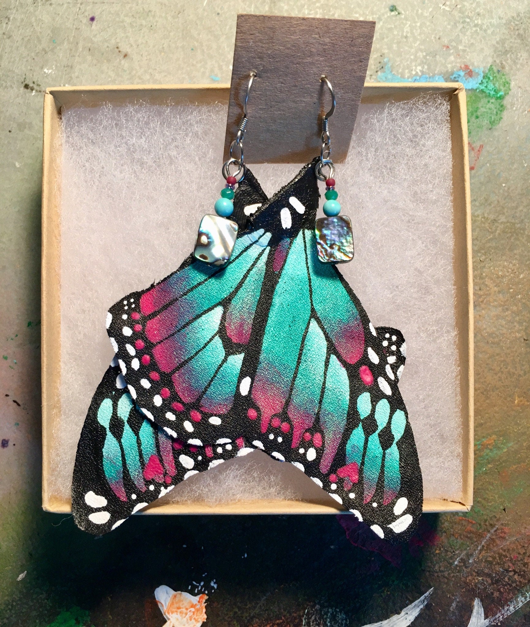 Hand Painted & Crafted Monarch Butterfly Earrings - "The Divinity Wing"