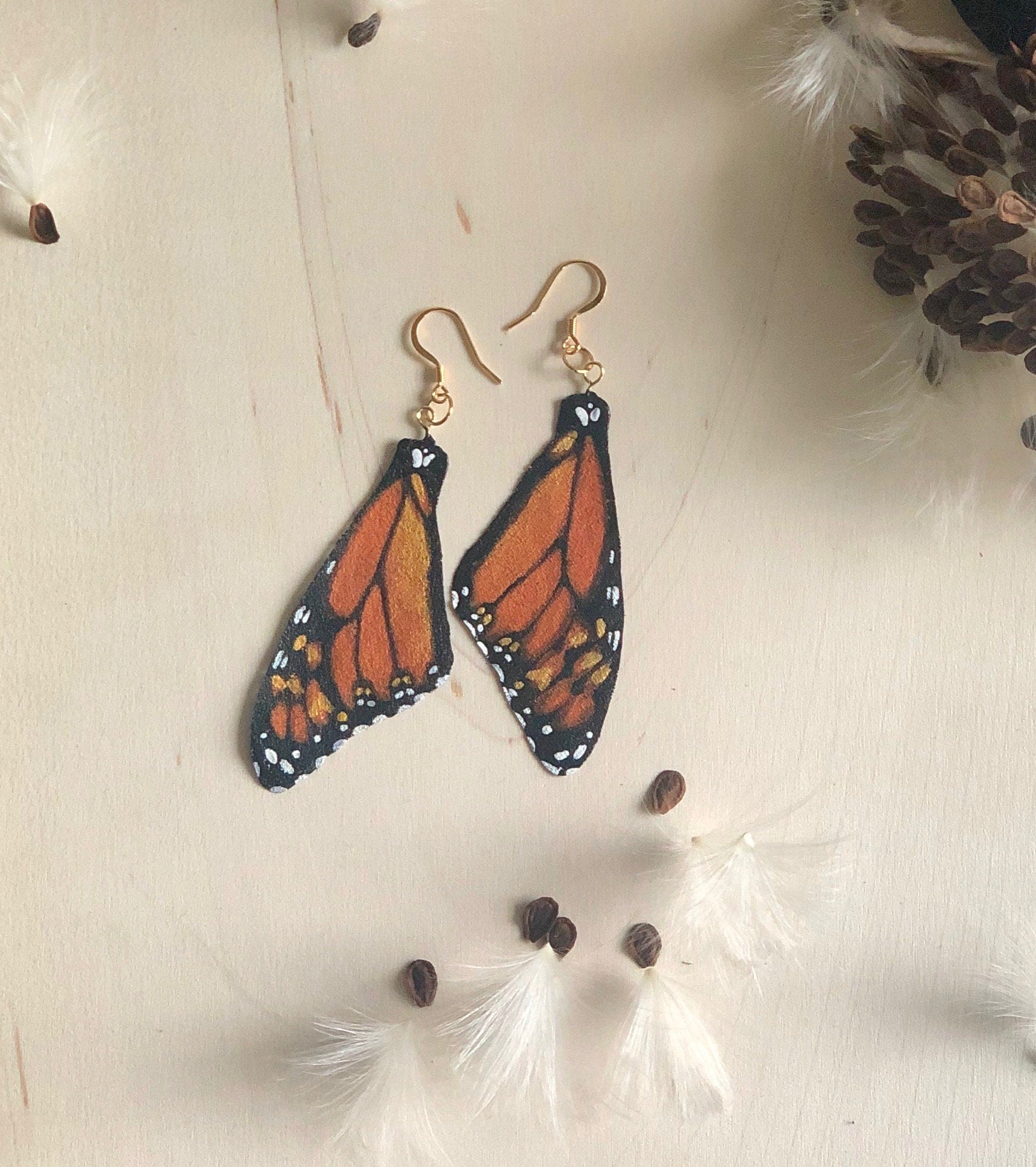 Hand Painted and Crafted Butterfly Earrings - Classic & Sophisticated top Monarch Wing