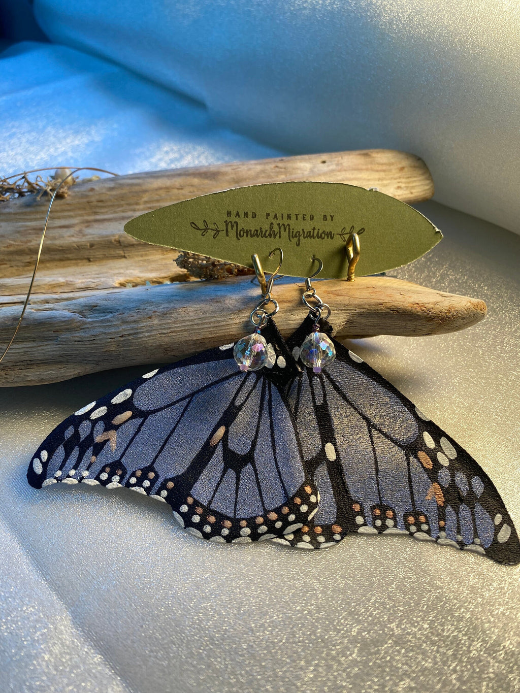Hand Painted & Crafted Monarch Butterfly Earrings - "the Hirie Glam Wings"