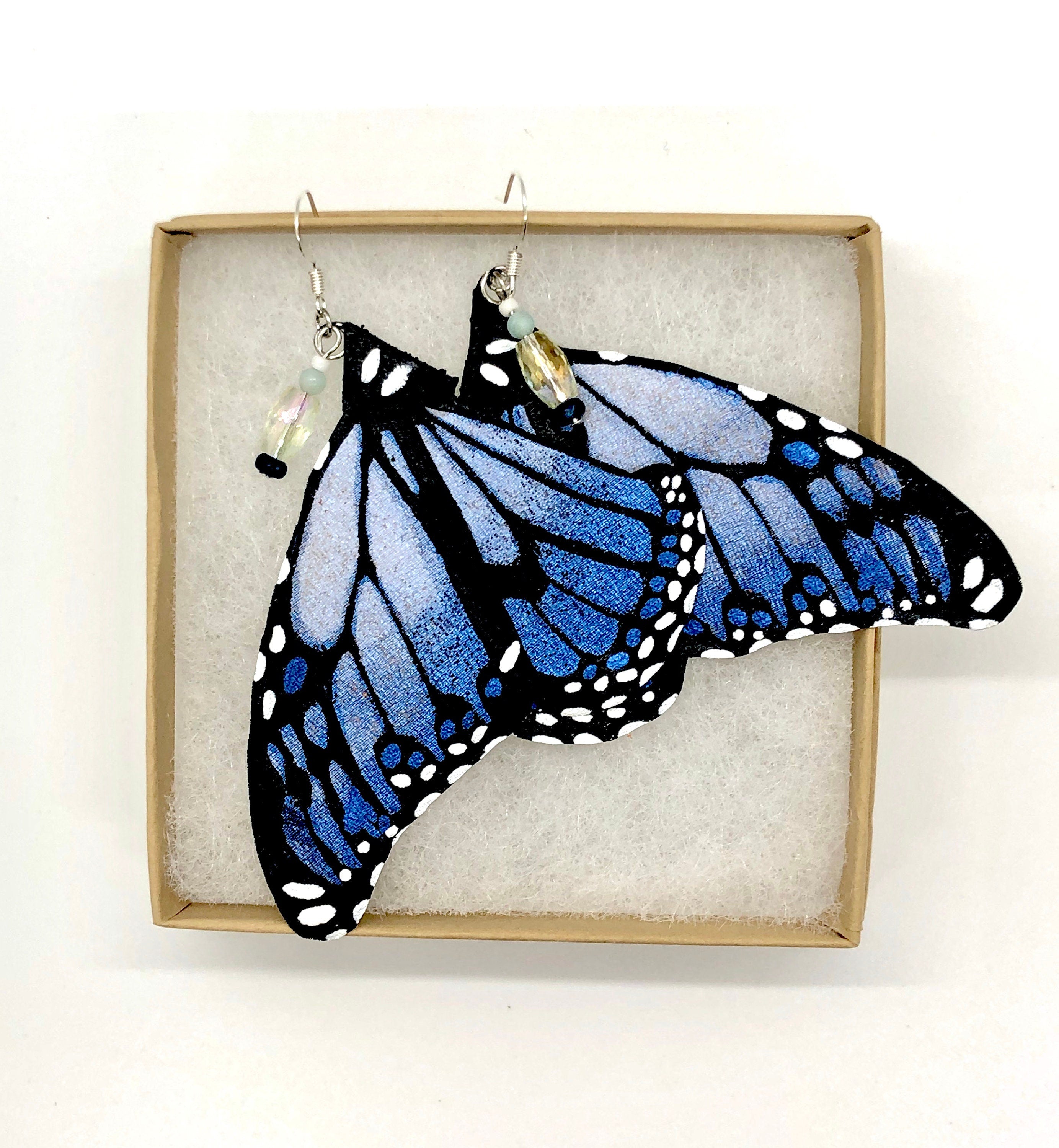 Hand Painted & Crafted Monarch Butterfly Earrings - "The Dana Wing"