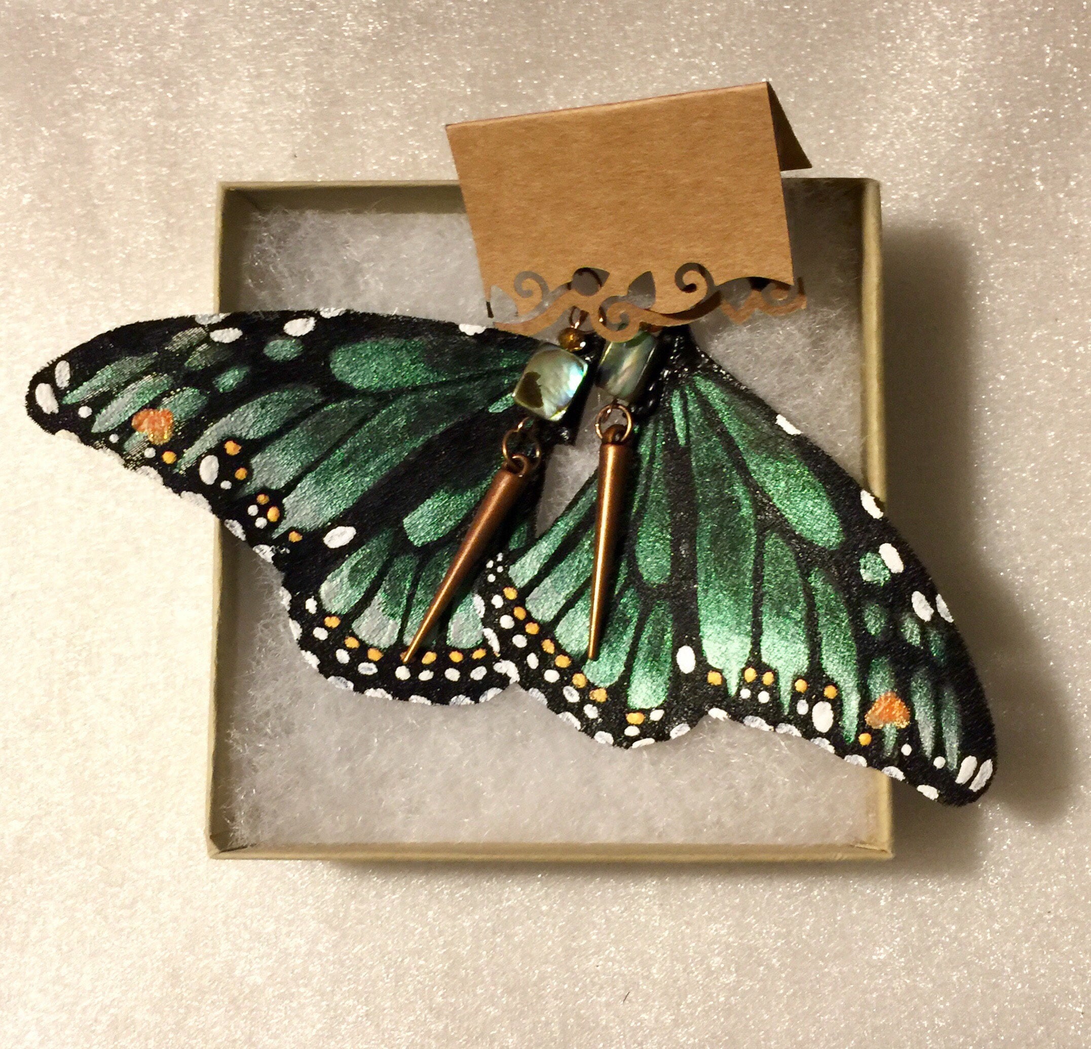Hand Painted & Crafted Monarch Butterfly Earrings - "the Ashley Wings"