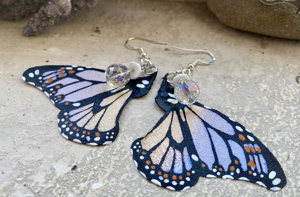Hand Painted & Crafted Monarch Butterfly Earrings - "the Haven Sisters Wings"
