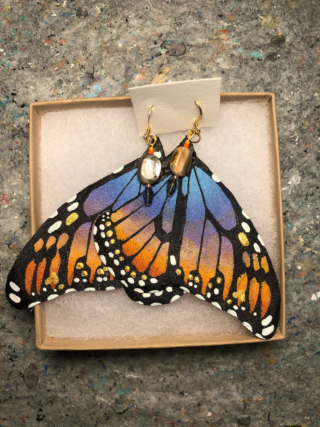 Hand Painted & Crafted Monarch Butterfly Earrings - "the Lani Love wings"