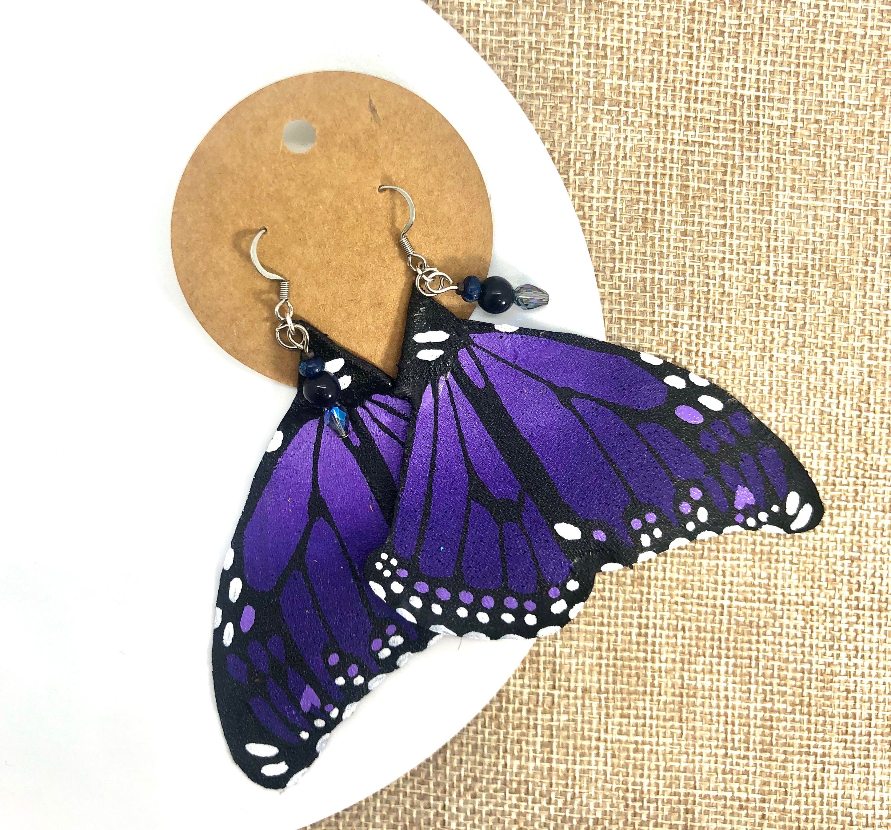 Hand Painted & Crafted Monarch Butterfly Earrings - "the Royal wing"
