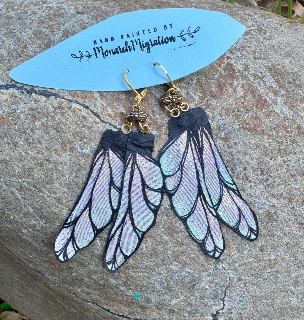 Dragonfly Wings - hand painted hand, crafted, earrings.