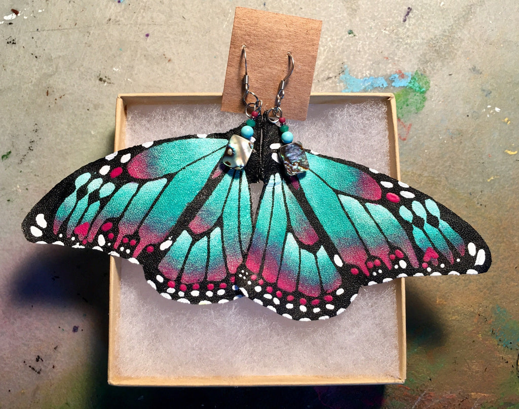 Hand Painted & Crafted Monarch Butterfly Earrings - "The Divinity Wing"