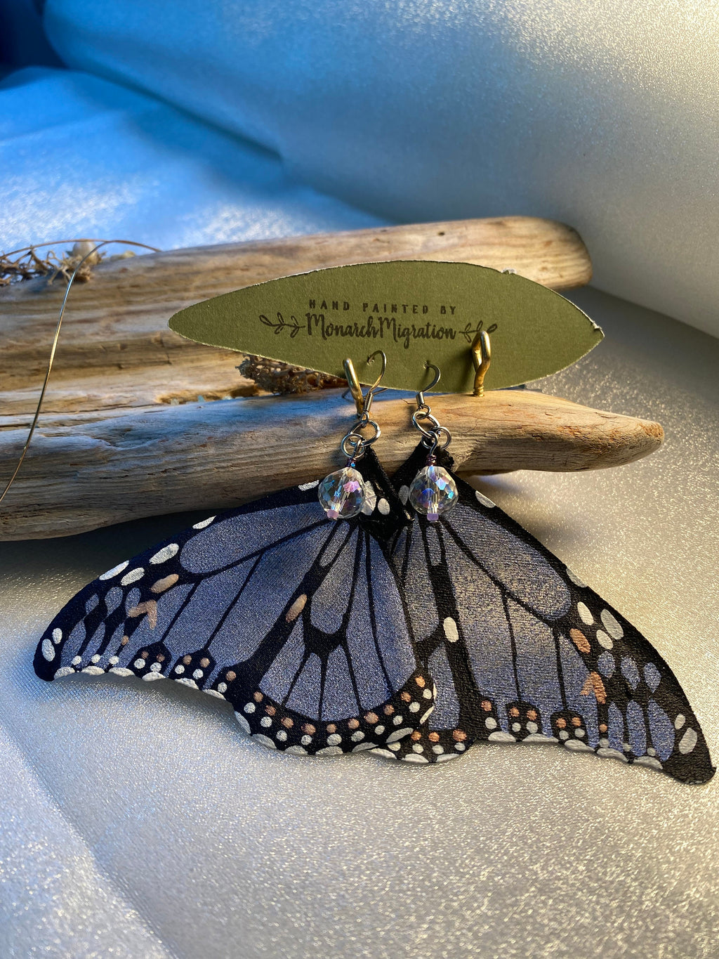 Hand Painted & Crafted Monarch Butterfly Earrings - "the Hirie Glam Wings"