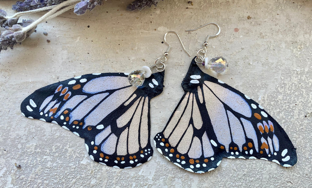 Hand Painted & Crafted Monarch Butterfly Earrings - "the Haven Sisters Wings"