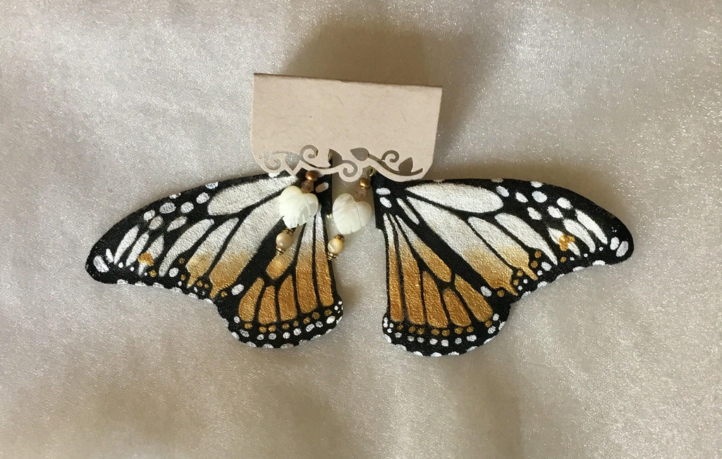 Hand Painted & Crafted Monarch Butterfly Earrings - "The Glory Wing"
