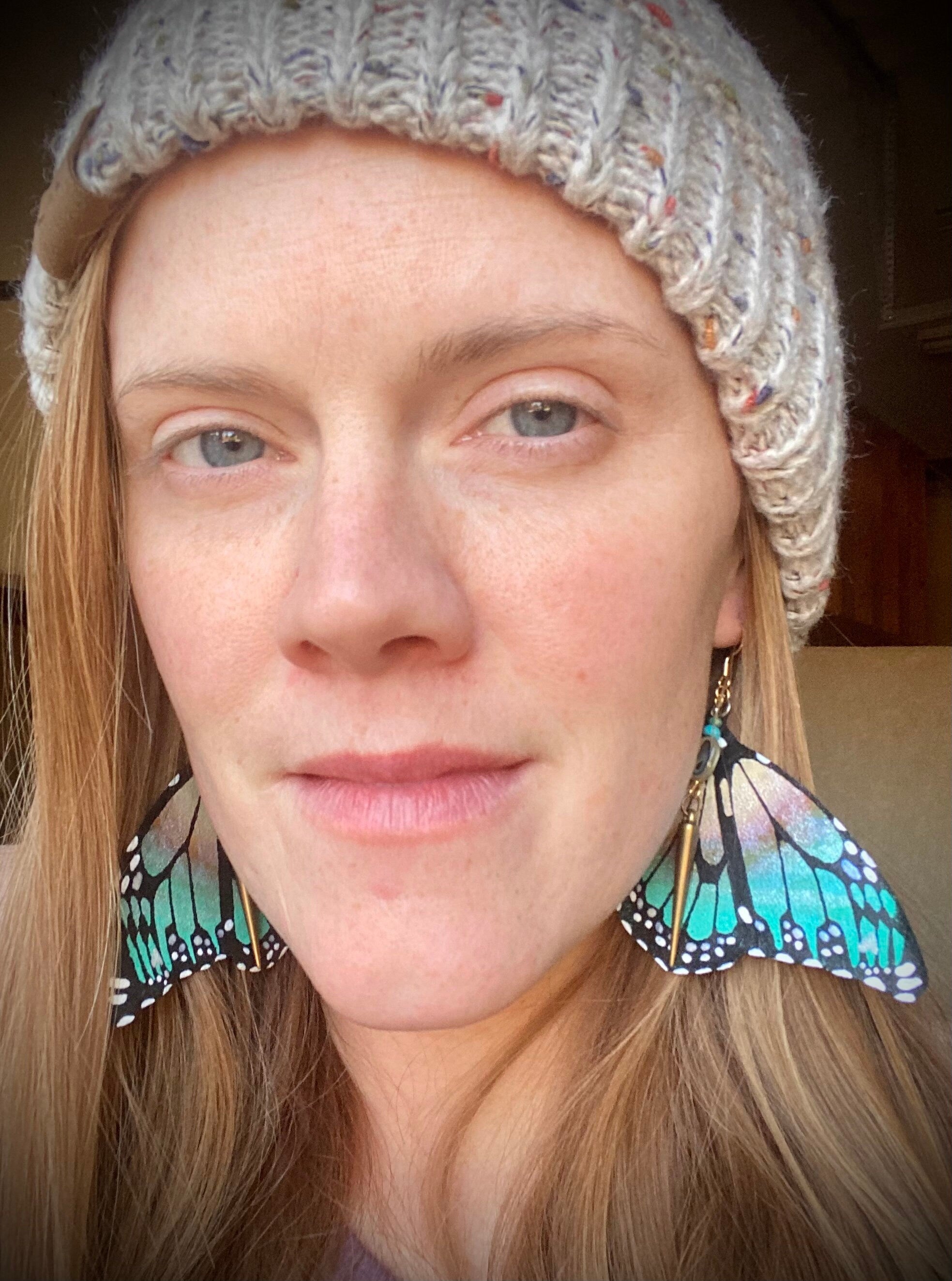 Hand Painted & Crafted Butterfly Earrings - "the Beach Wing"