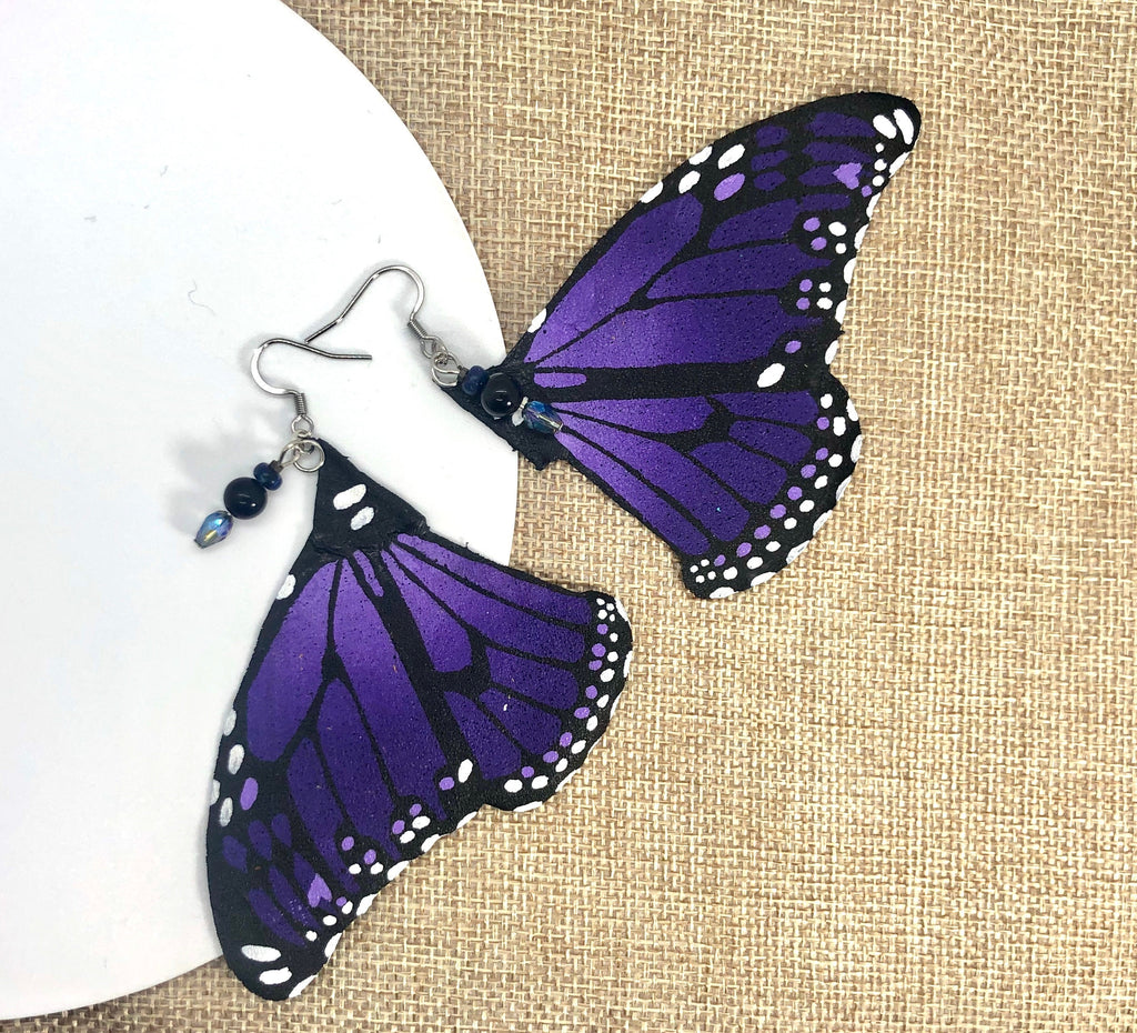 Hand Painted & Crafted Monarch Butterfly Earrings - "the Royal wing"