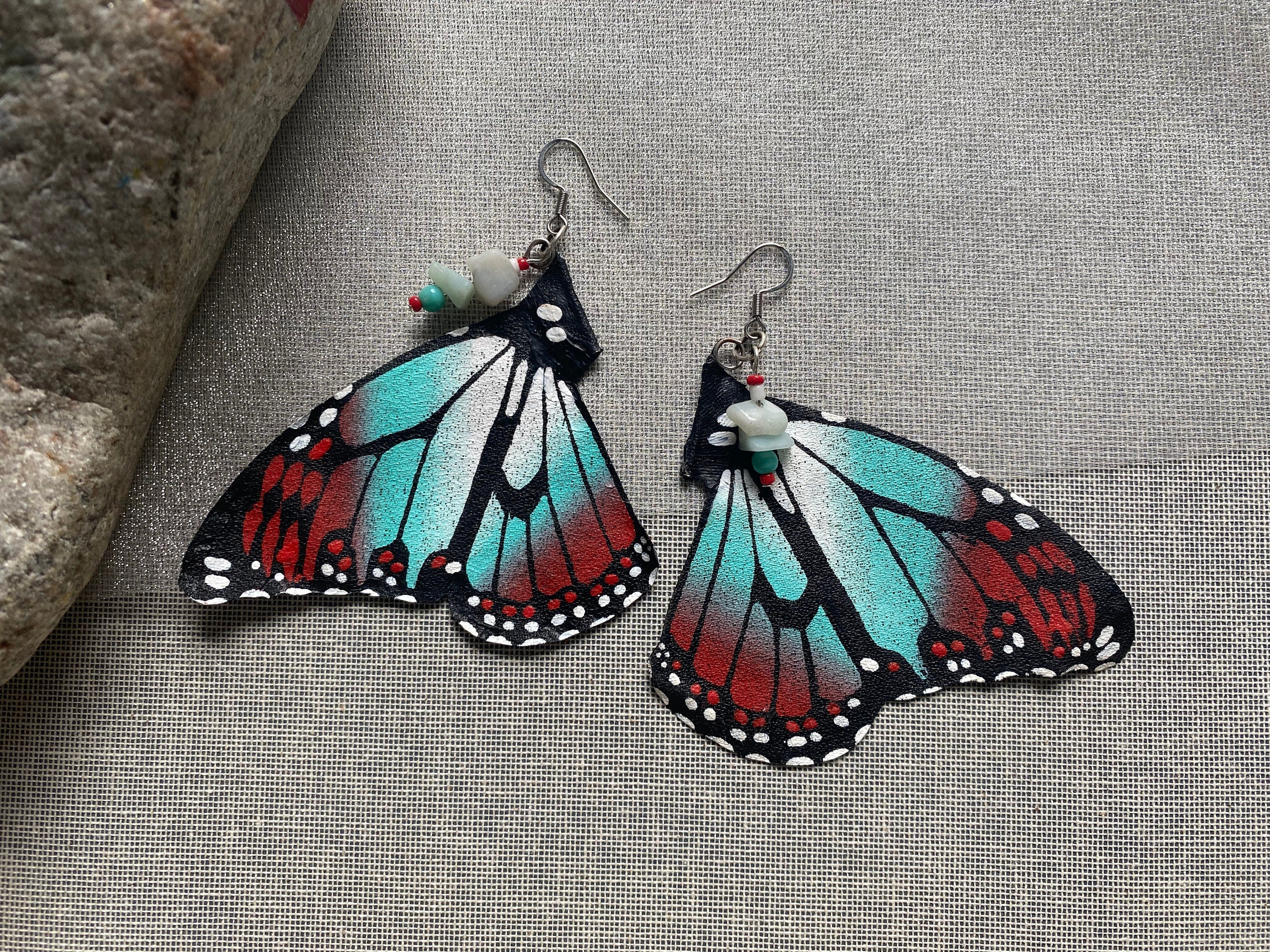 Hand Painted & Crafted Monarch Butterfly Earrings - "the Native Beauty"