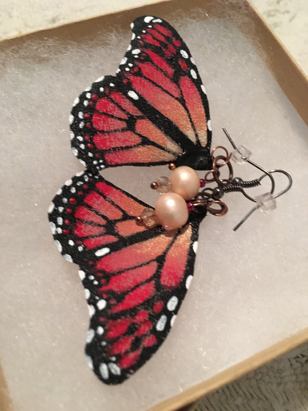Hand Painted & Crafted Monarch Butterfly Earrings - the Little Darlene mini