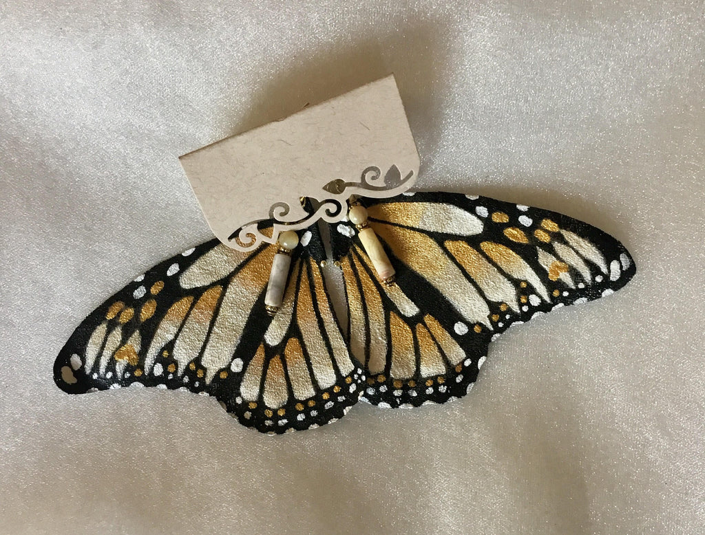 Hand Painted & Crafted Monarch Butterfly Earrings - "the Hope wing"