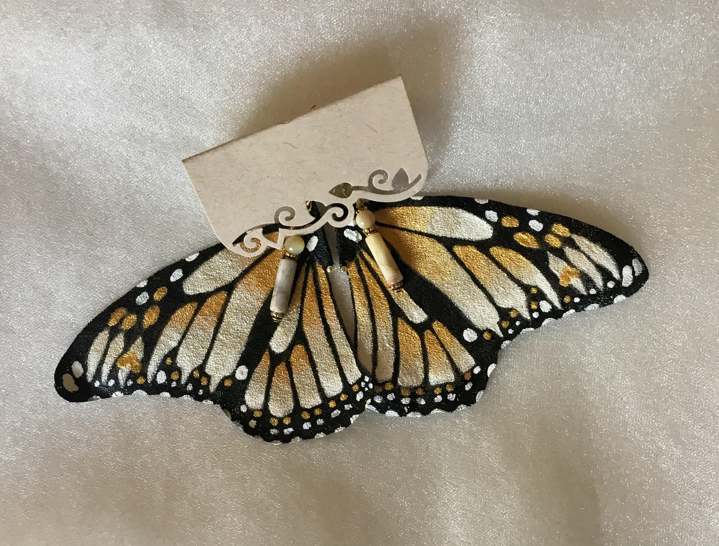 Hand Painted & Crafted Monarch Butterfly Earrings - "the Hope wing"