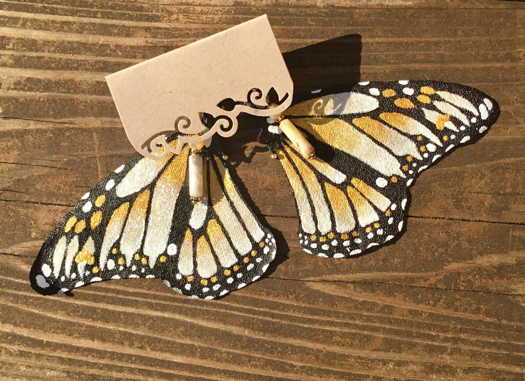 Hand Painted & Crafted Monarch Butterfly Earrings - "the Hope wing"