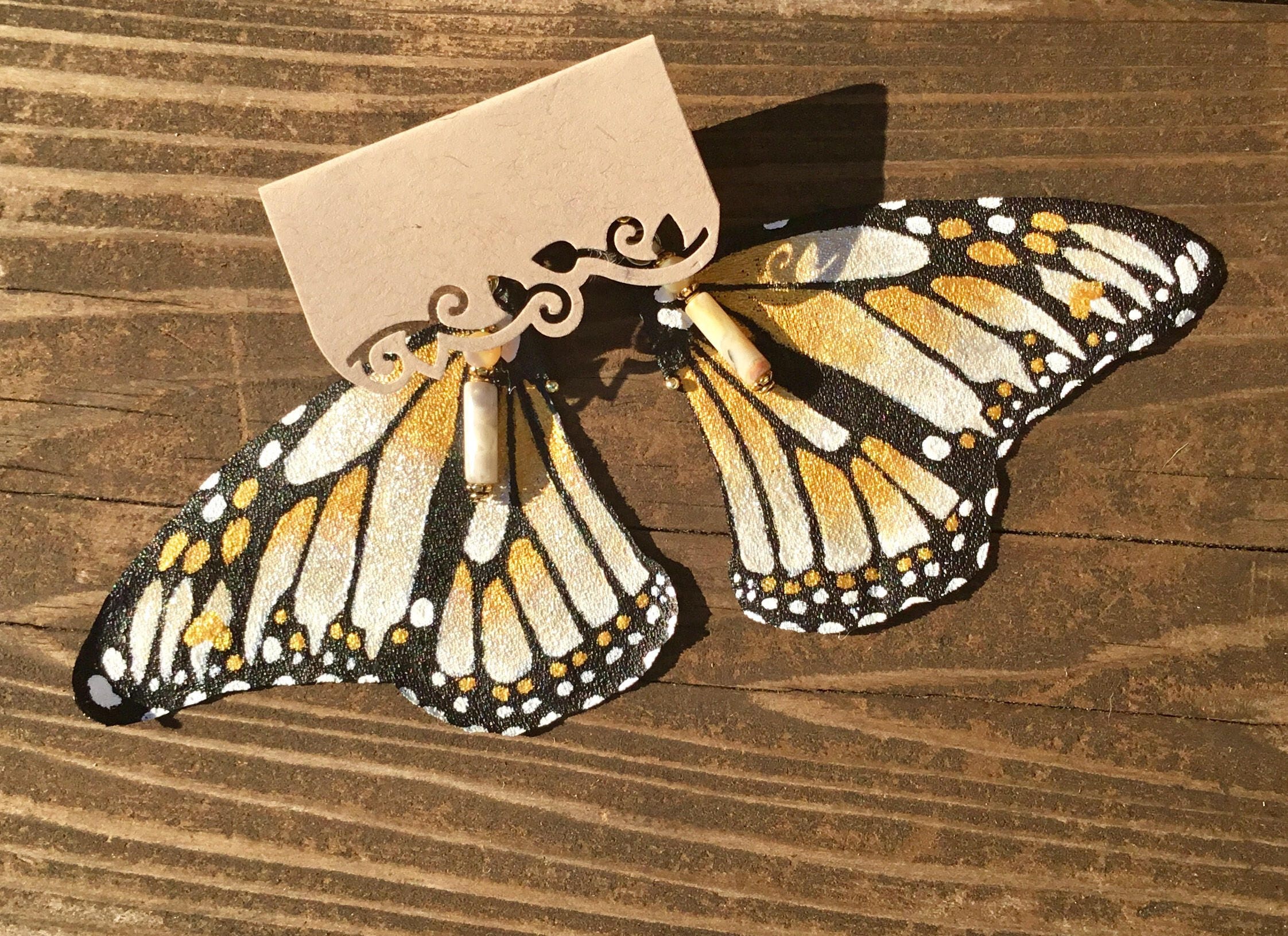 Hand Painted & Crafted Monarch Butterfly Earrings - "the Hope wing"