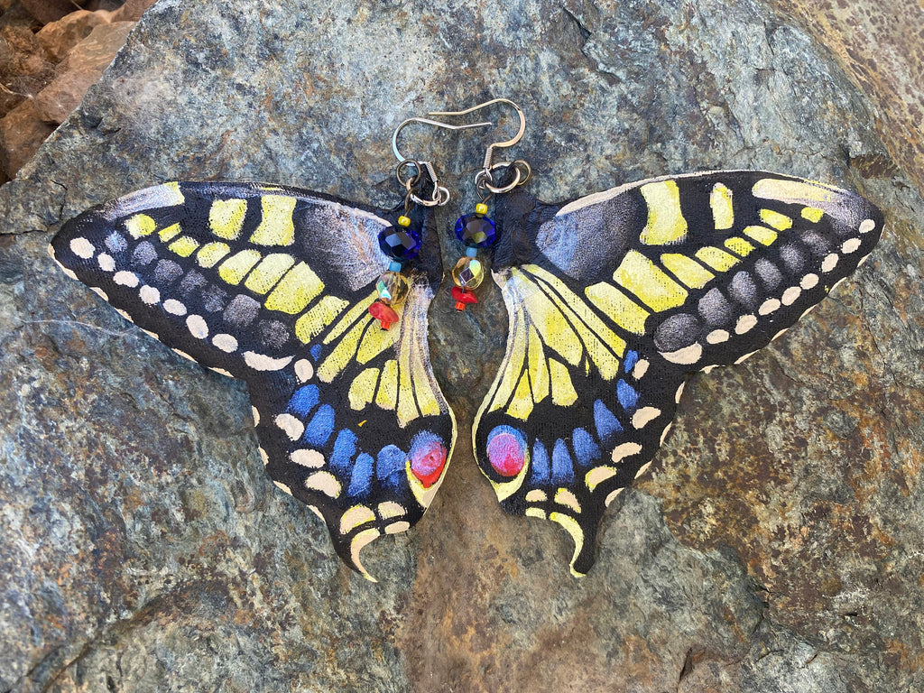 Hand Painted & Crafted Butterfly Earrings - "the Swallowtail wings"