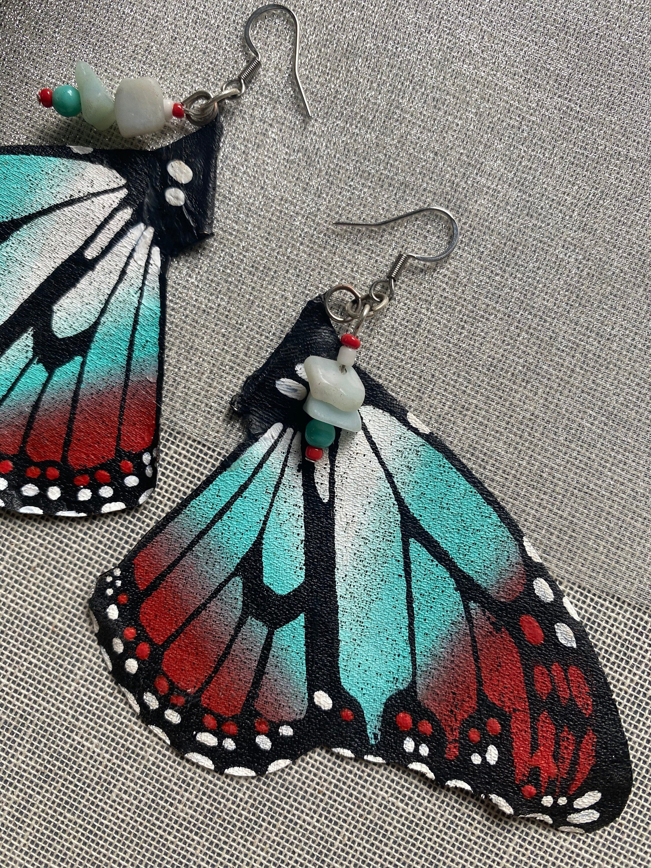 Hand Painted & Crafted Monarch Butterfly Earrings - "the Native Beauty"