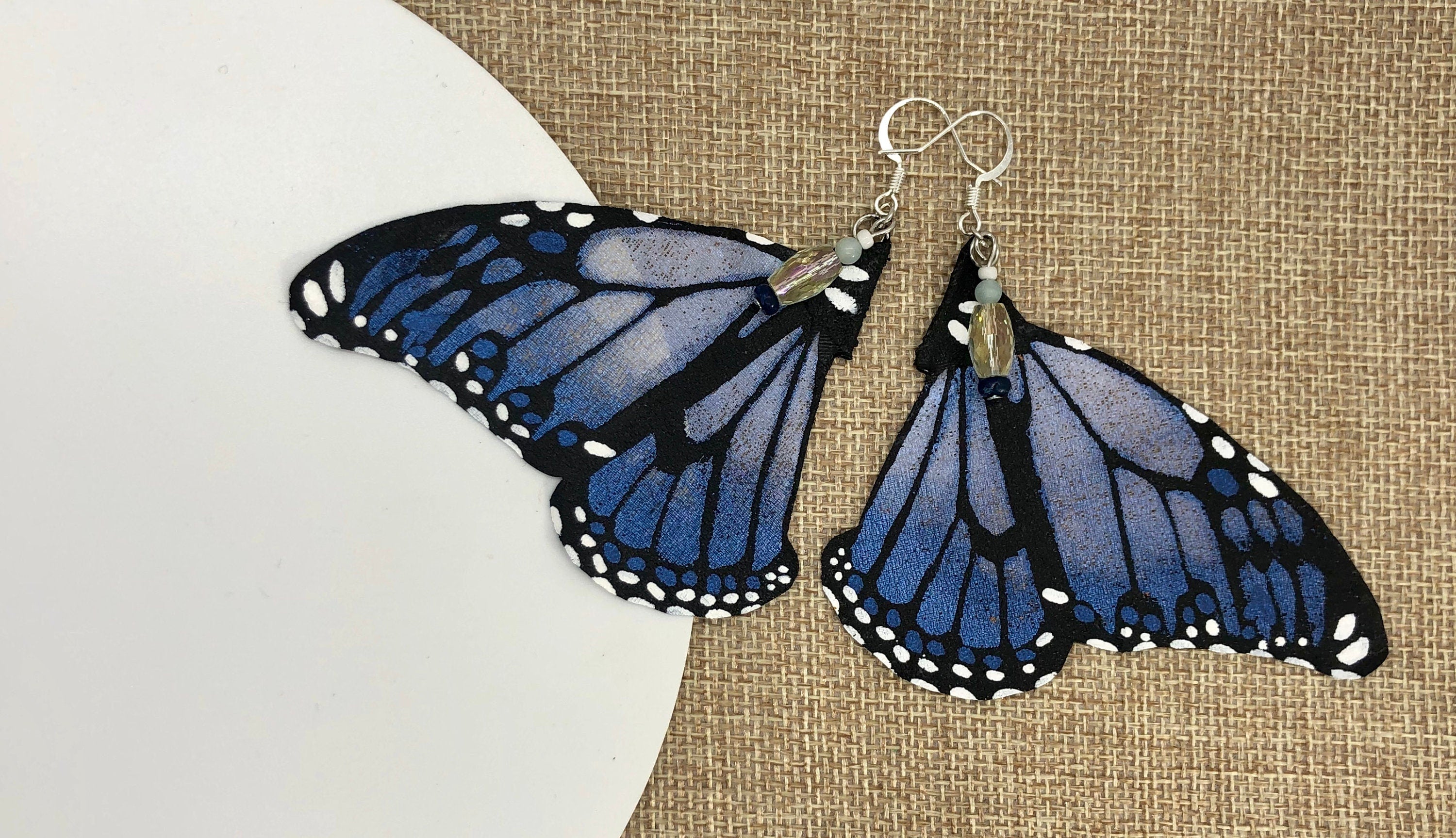 Hand Painted & Crafted Monarch Butterfly Earrings - "The Dana Wing"
