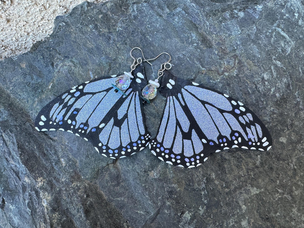 Hand Painted & Crafted Monarch Butterfly Earrings - "the Prom Dress wings"