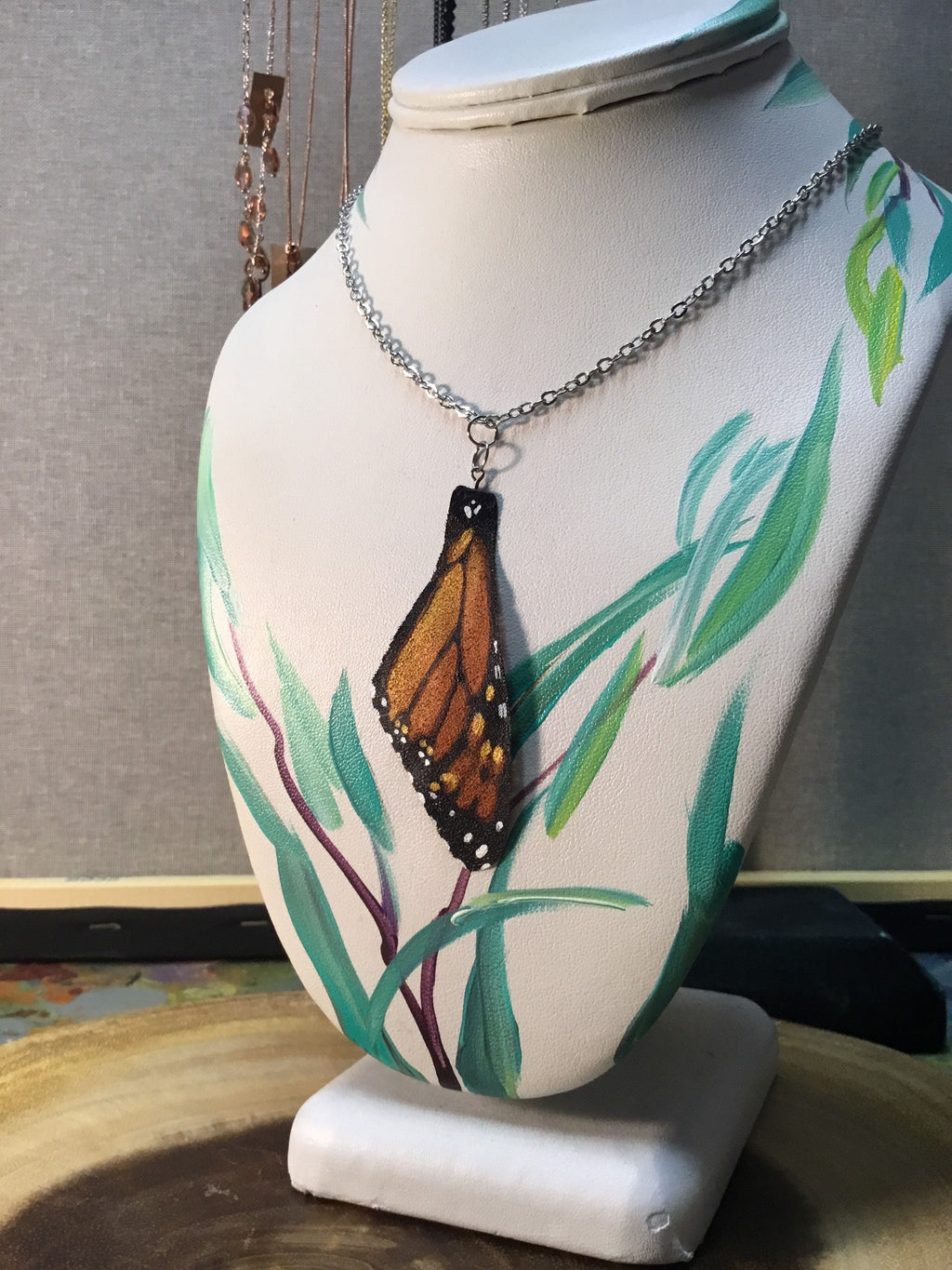 Hand Painted and Crafted Monarch Butterfly Necklace - "Simple & Sweet"