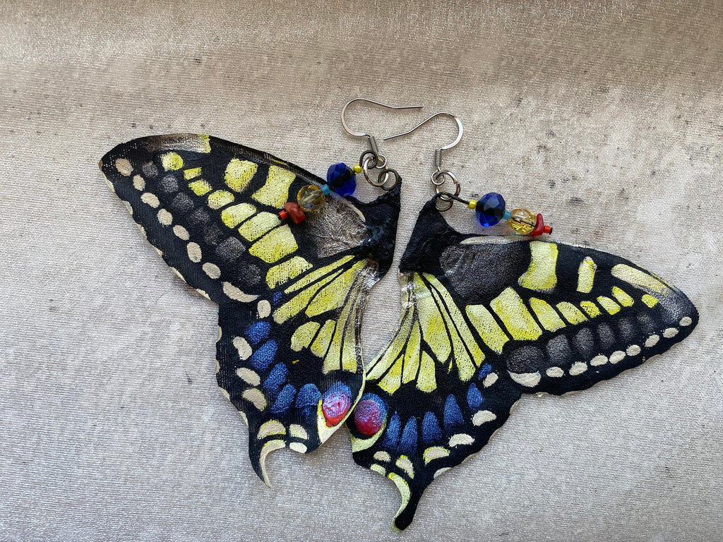 Hand Painted & Crafted Butterfly Earrings - "the Swallowtail wings"