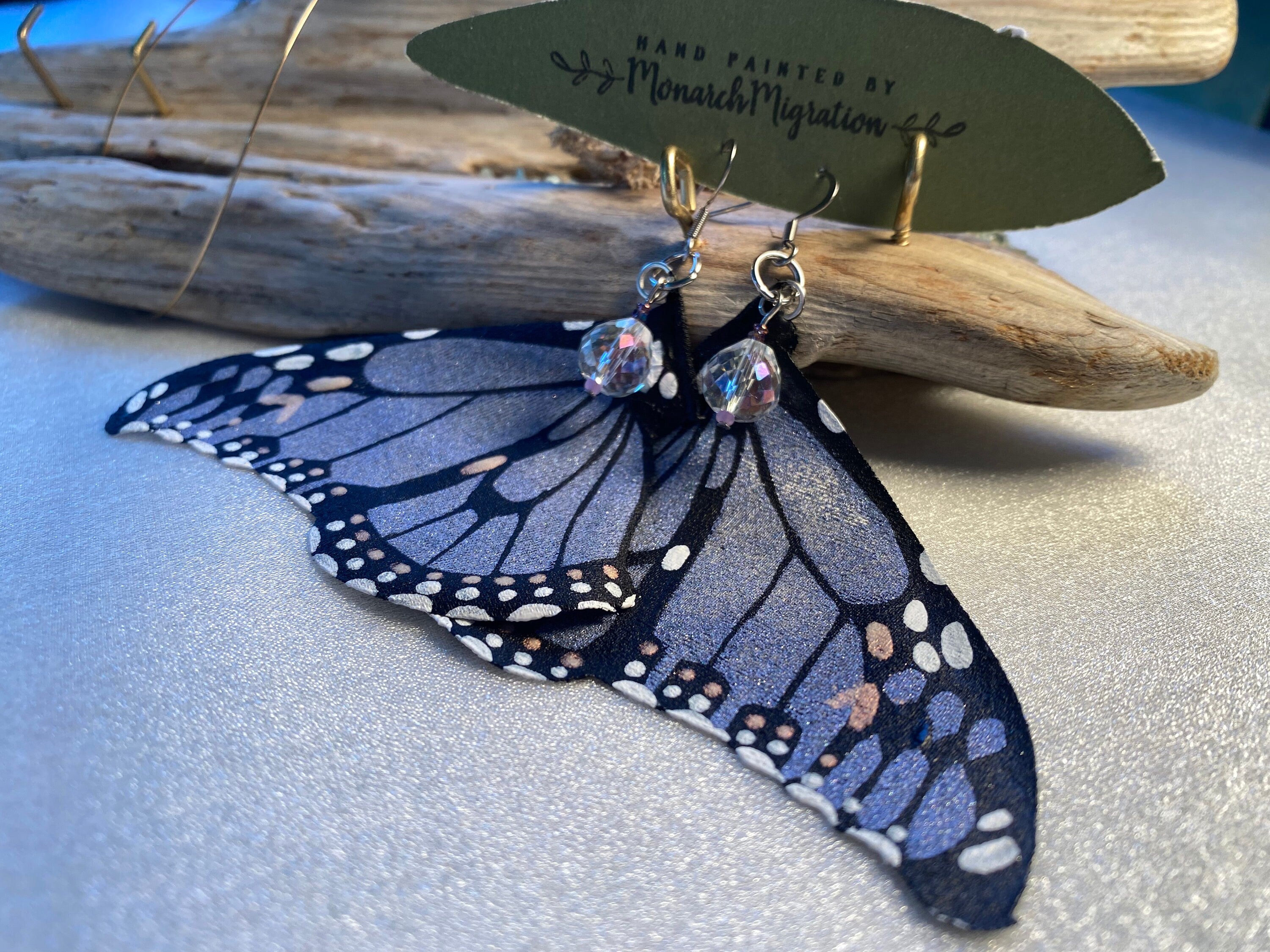 Hand Painted & Crafted Monarch Butterfly Earrings - "the Hirie Glam Wings"