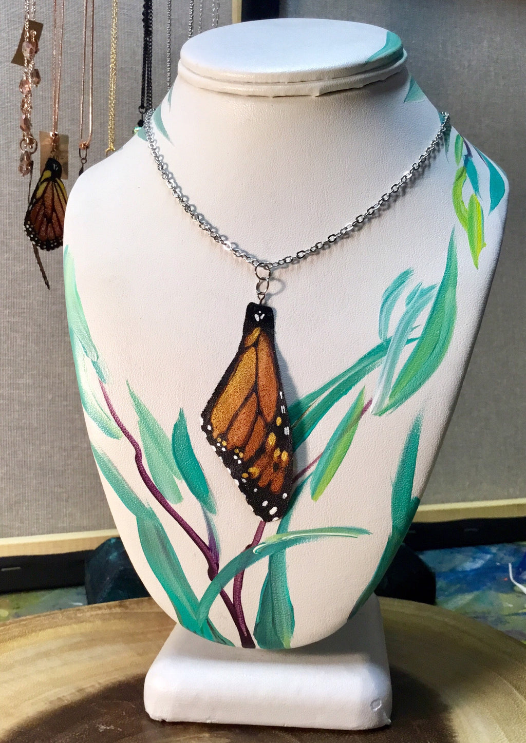 Hand Painted and Crafted Monarch Butterfly Necklace - "Simple & Sweet"