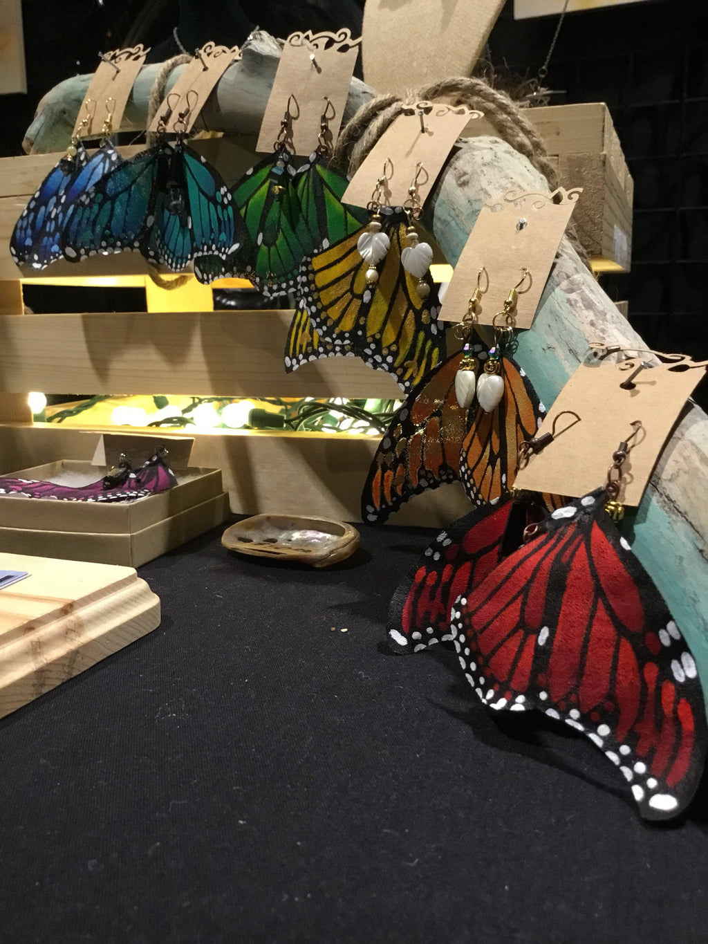 Hand Painted & Crafted Monarch Butterfly Earrings - "the Turquoise"