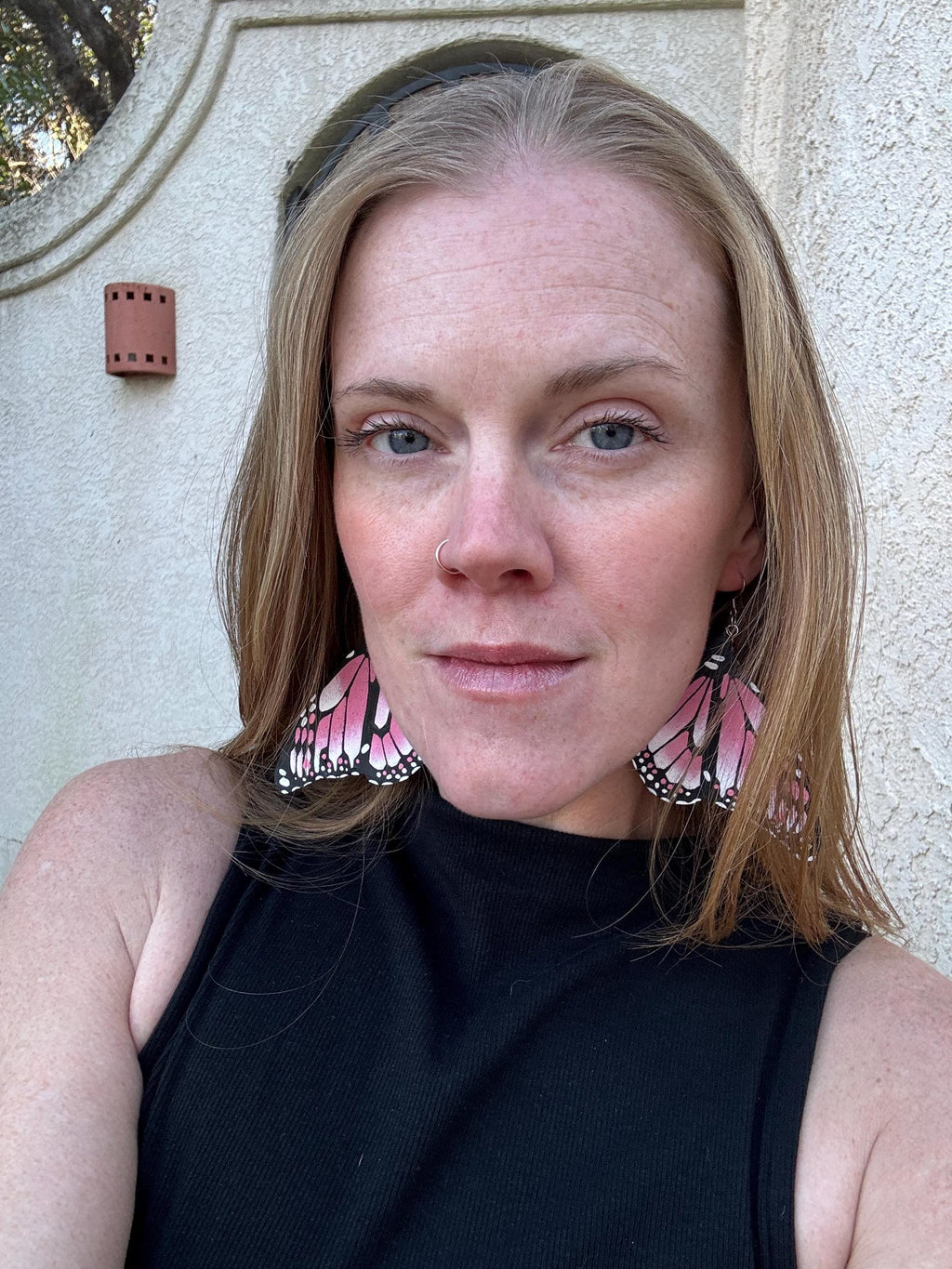 Hand Painted & Crafted Monarch Butterfly Earrings - "Poise Pastel wing"