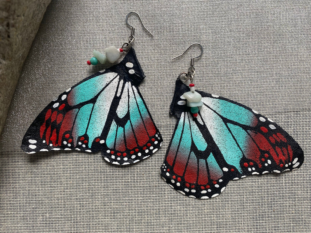 Hand Painted & Crafted Monarch Butterfly Earrings - "the Native Beauty"