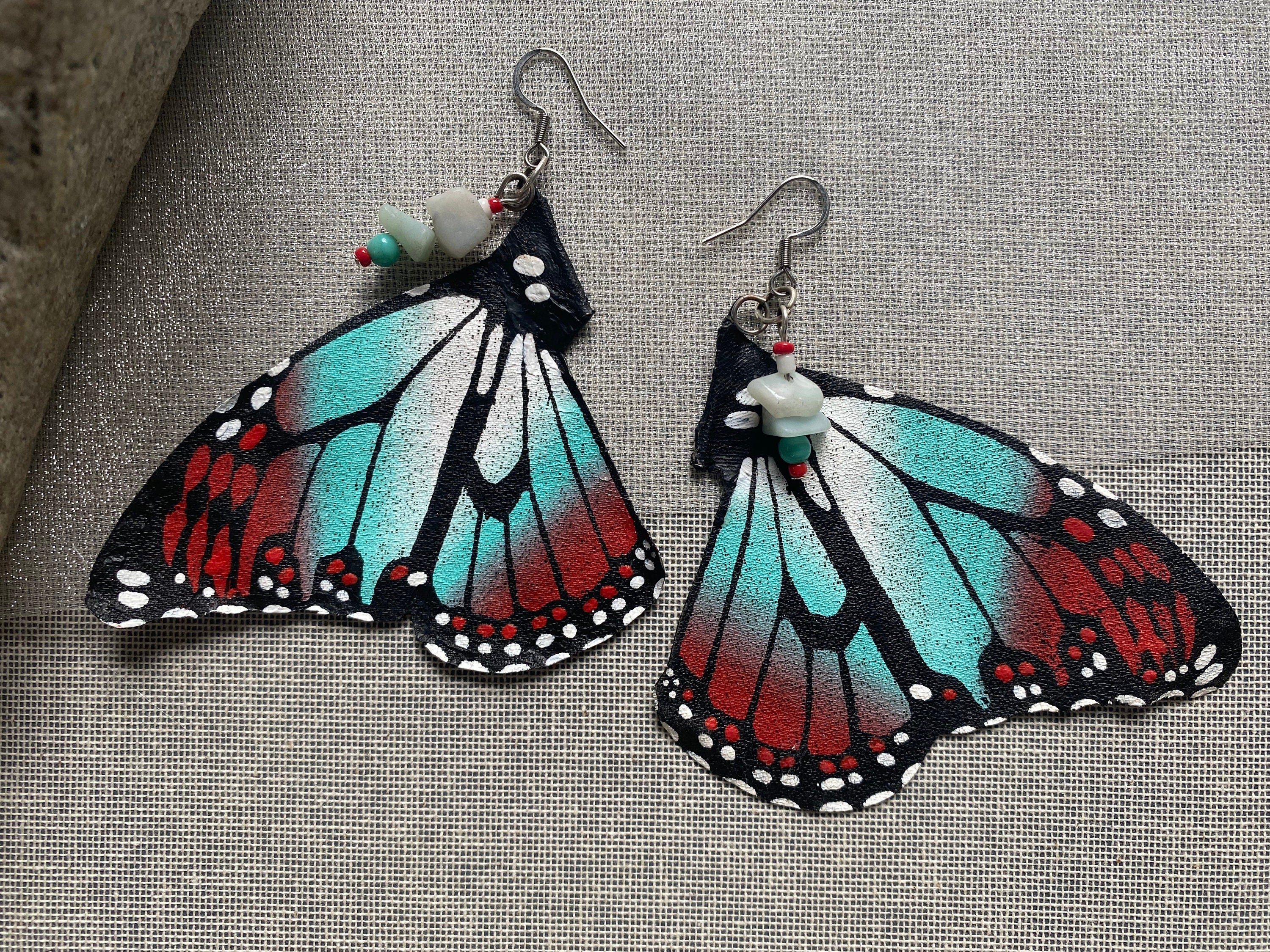 Hand Painted & Crafted Monarch Butterfly Earrings - "the Native Beauty"