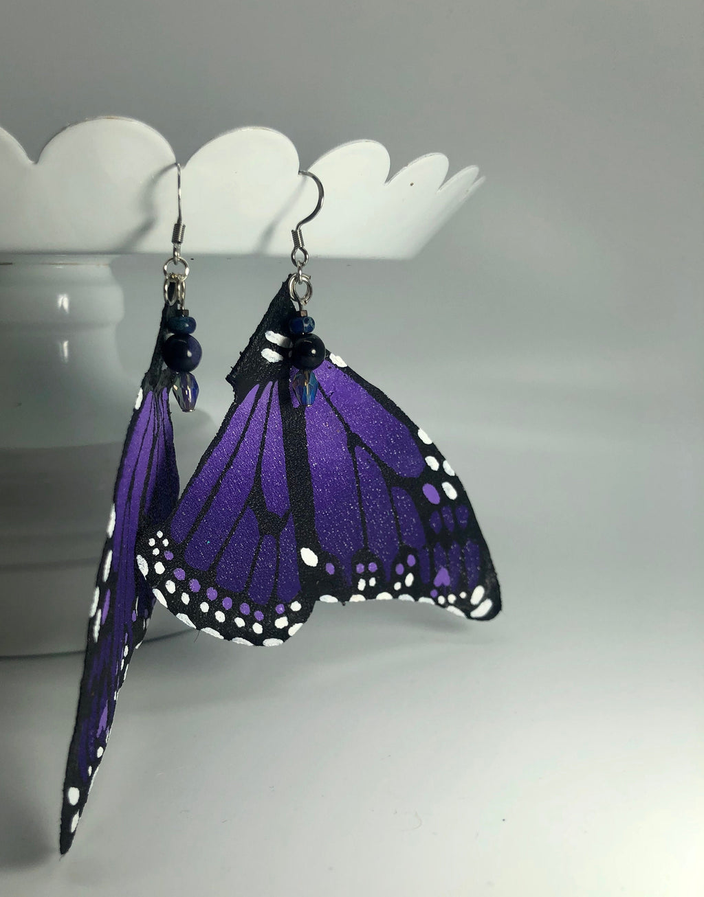 Hand Painted & Crafted Monarch Butterfly Earrings - "the Royal wing"