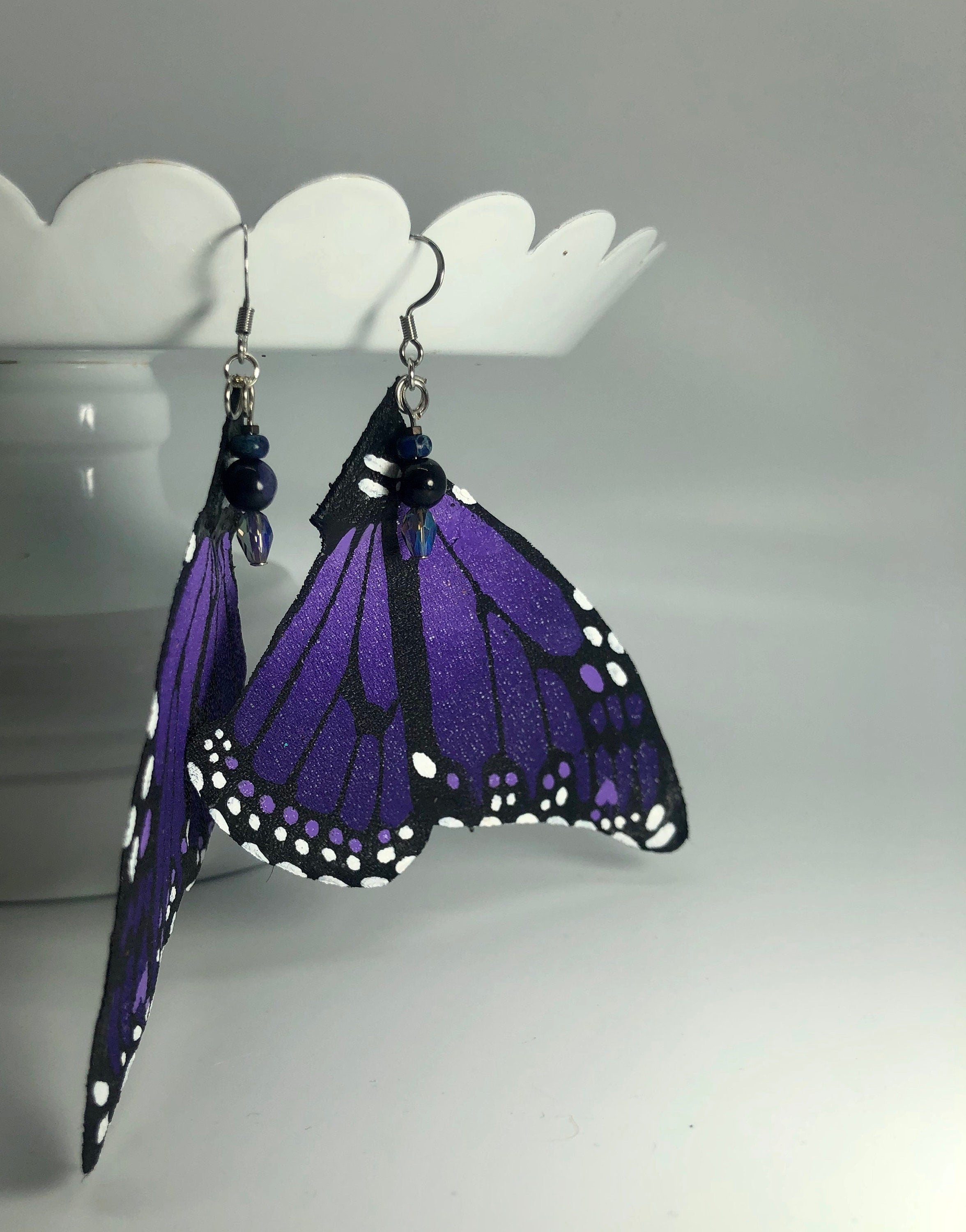 Hand Painted & Crafted Monarch Butterfly Earrings - "the Royal wing"