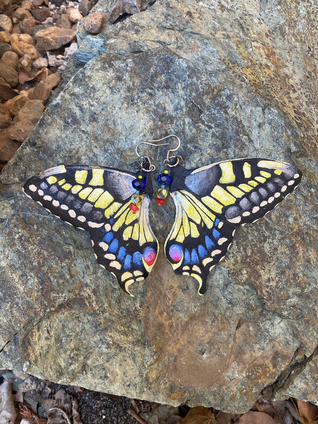 Hand Painted & Crafted Butterfly Earrings - "the Swallowtail wings"