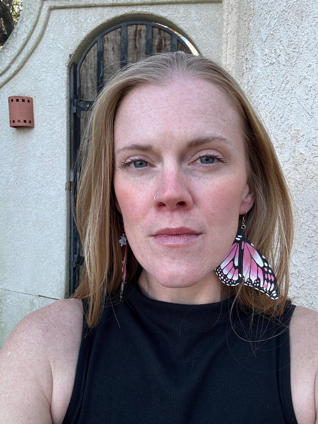 Hand Painted & Crafted Monarch Butterfly Earrings - "Poise Pastel wing"