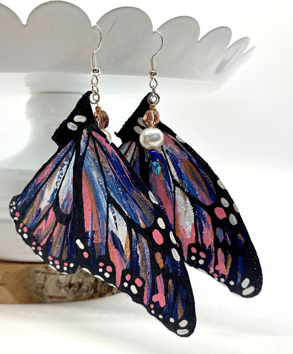 Hand Painted & Crafted Monarch Butterfly Earrings - "the Painted Ladies"