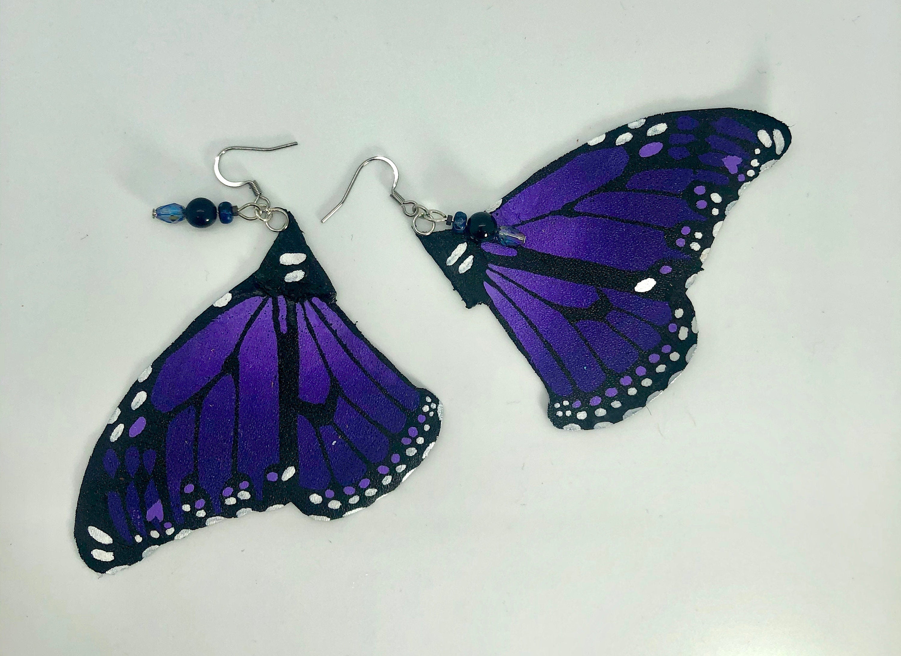 Hand Painted & Crafted Monarch Butterfly Earrings - "the Royal wing"