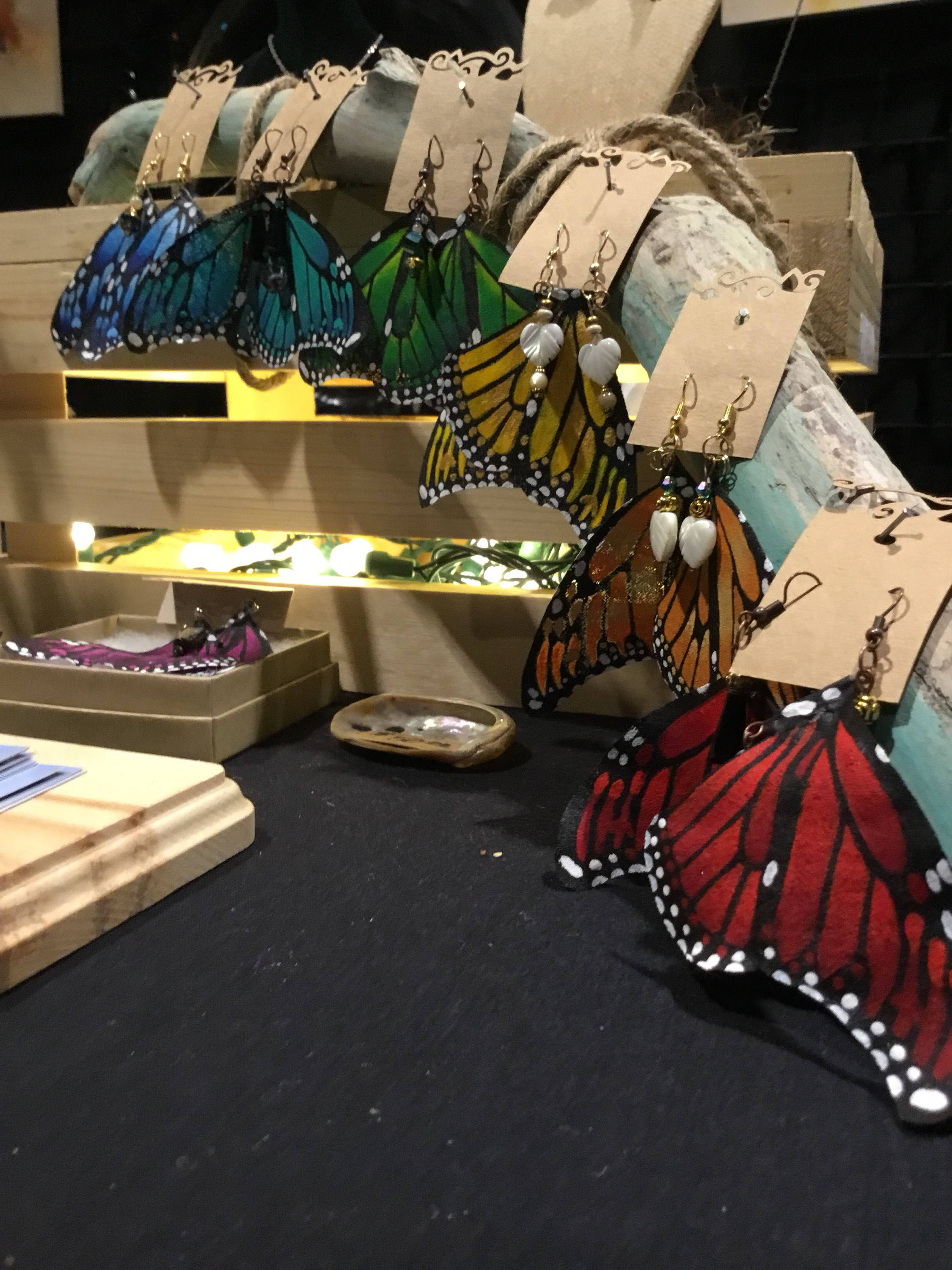 Hand Painted & Crafted Monarch Butterfly Earrings - "The Red Wing"