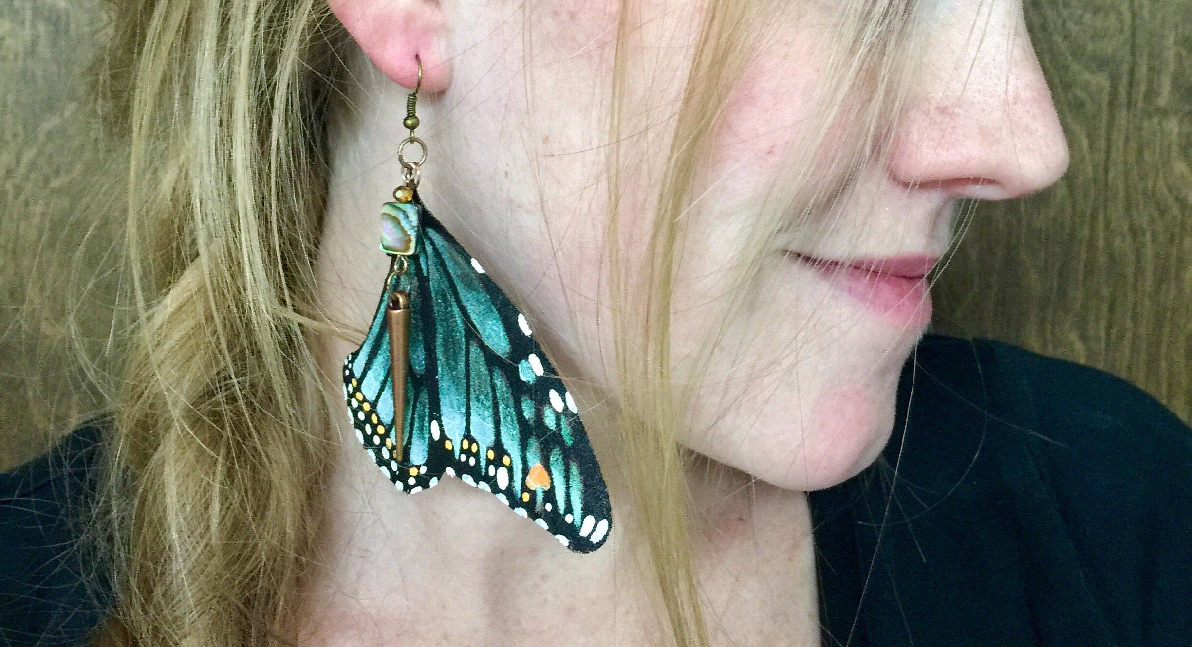 Hand Painted & Crafted Monarch Butterfly Earrings - "the Ashley Wings"