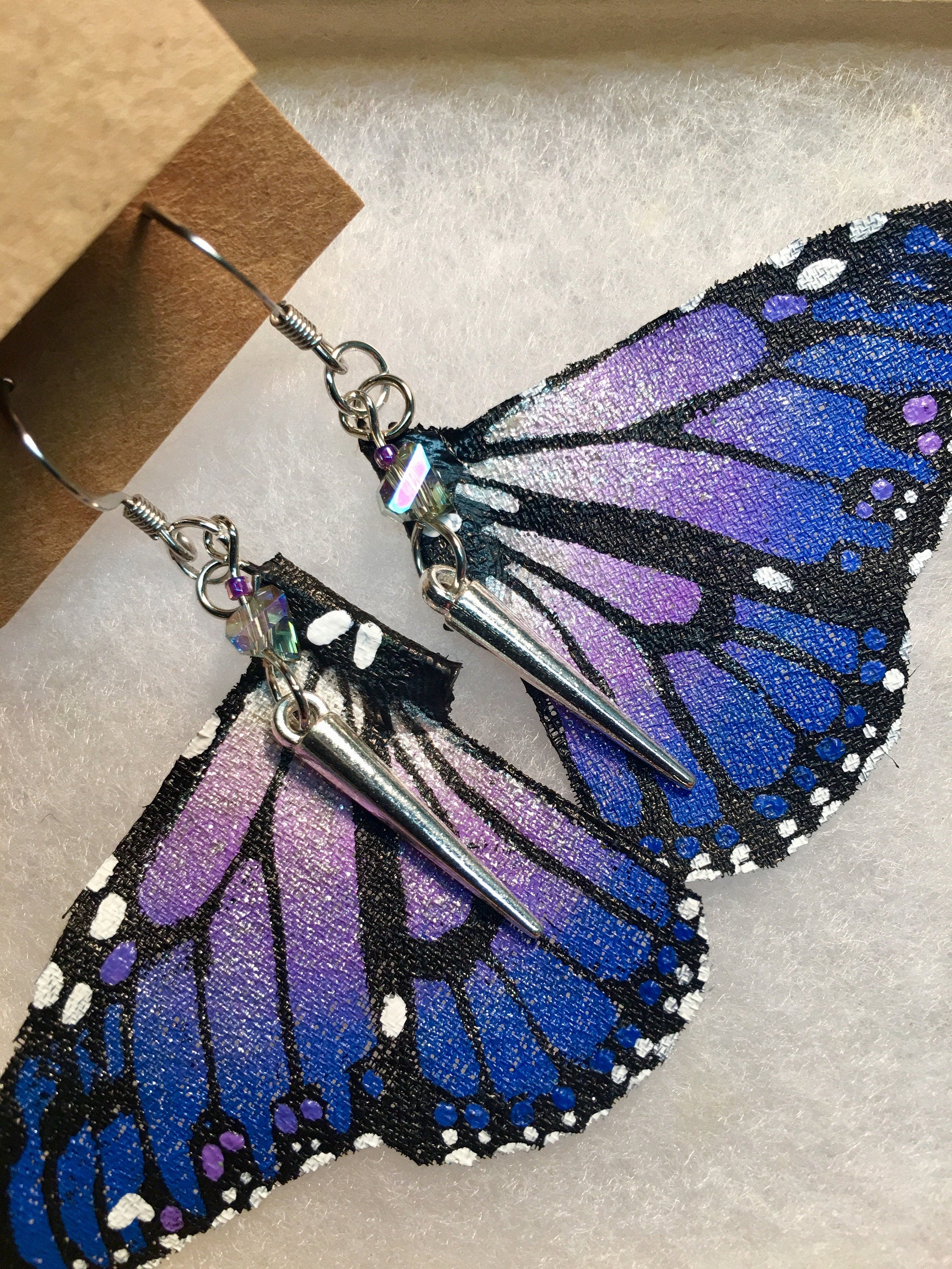 Hand Painted & Crafted Monarch Butterfly Earrings - "the Joanie G Wing Mini"