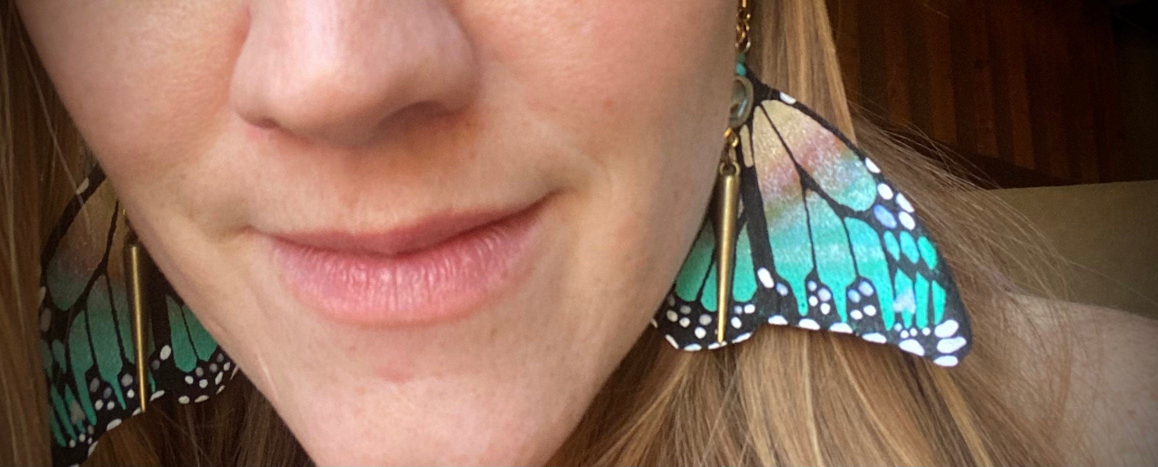 Hand Painted & Crafted Butterfly Earrings - "the Beach Wing"