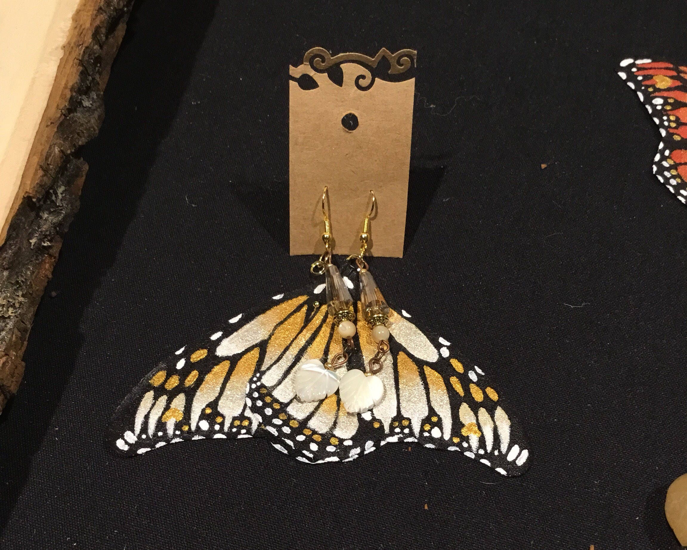 Hand Painted & Crafted Monarch Butterfly Earrings - "the Hope wing"