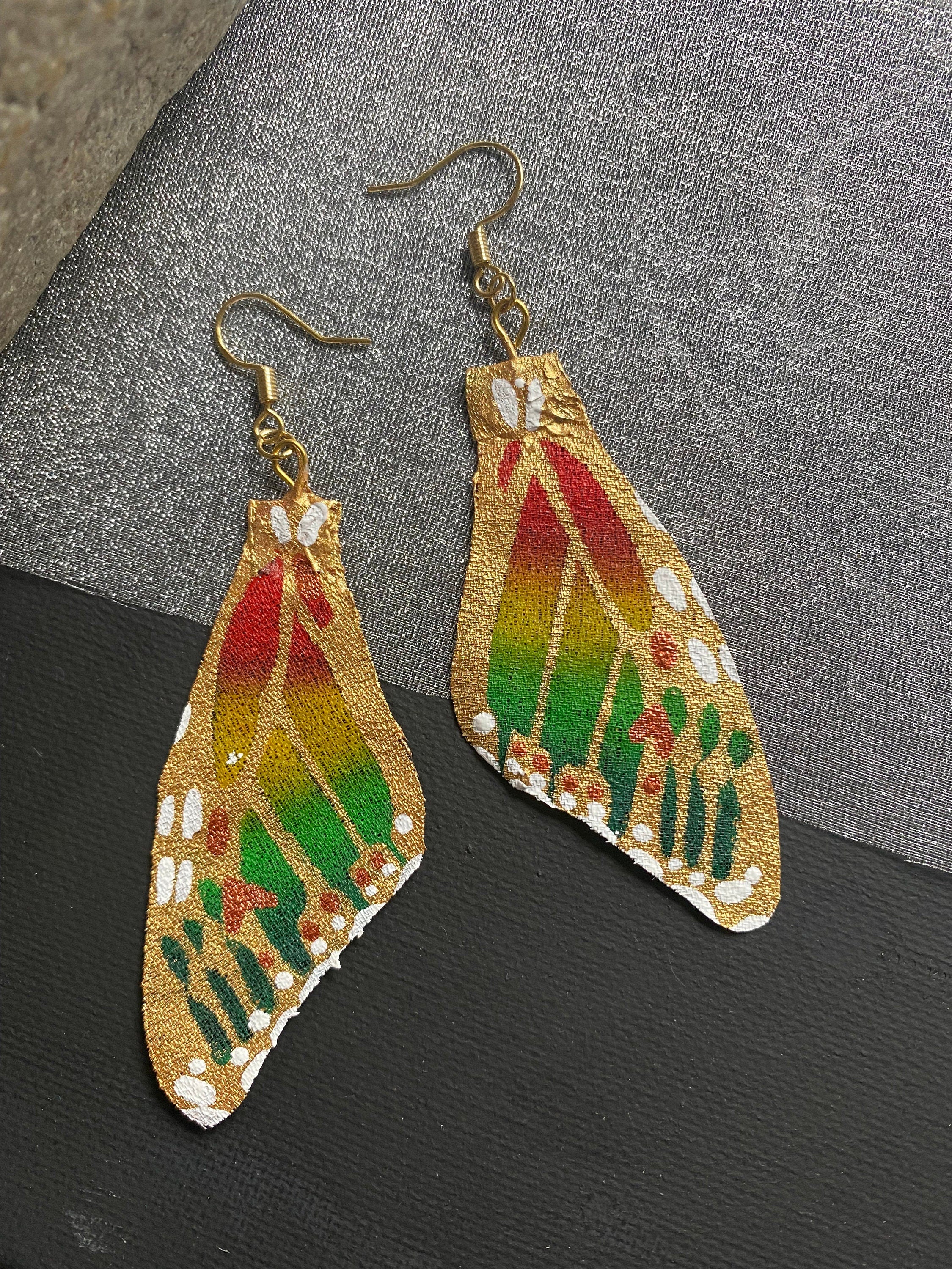 Hand Painted and Crafted Monarch Butterfly Earrings - "Classic & Sophisticated GOLD"