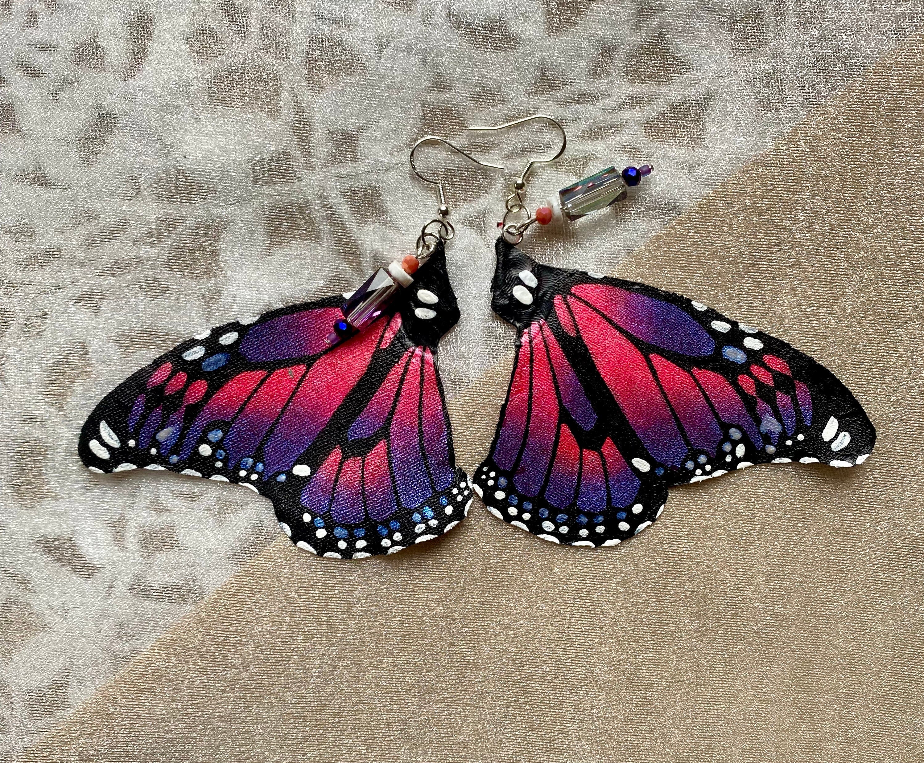 Hand Painted & Crafted Monarch Butterfly Earrings - "the Karyssa wings"