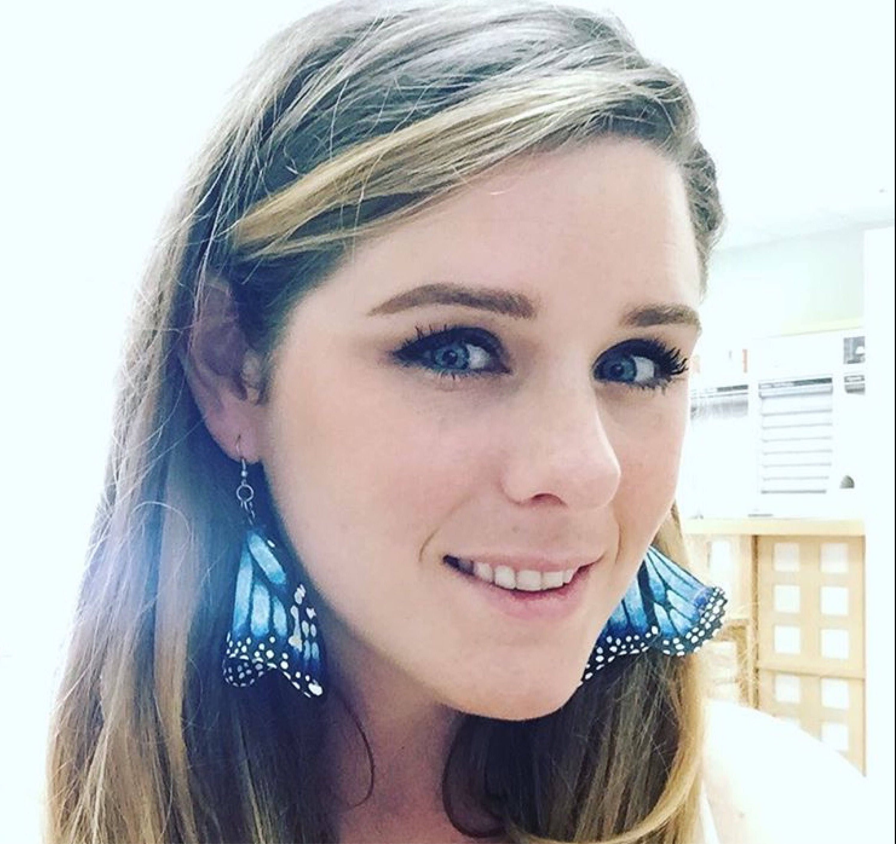 Hand Painted & Crafted Monarch Butterfly Earrings - "the Blue Hope"