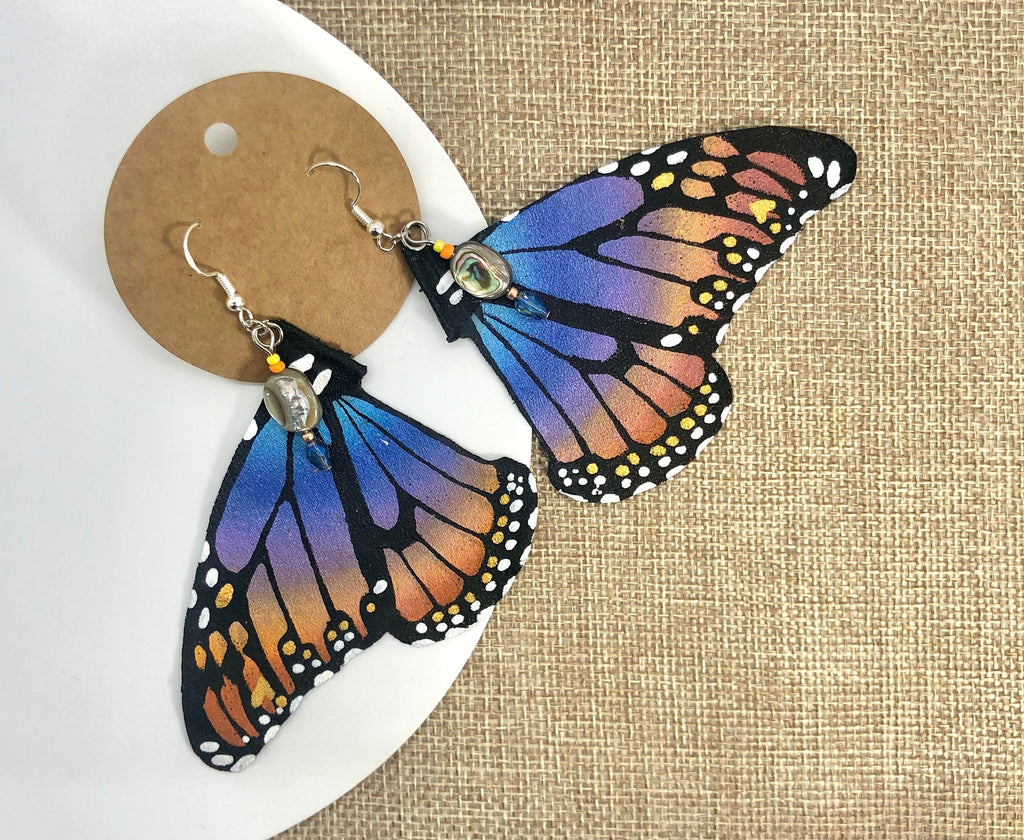 Hand Painted & Crafted Monarch Butterfly Earrings - "the Lani Love wings"
