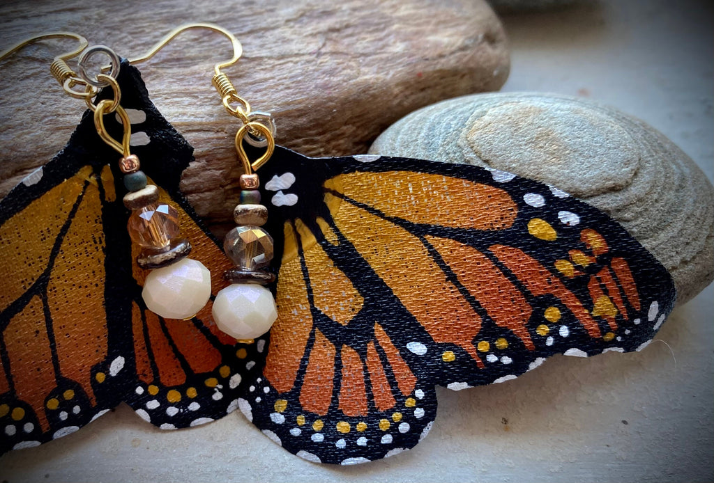 Hand Painted & Crafted Monarch Butterfly Earrings - "the OG Mini"